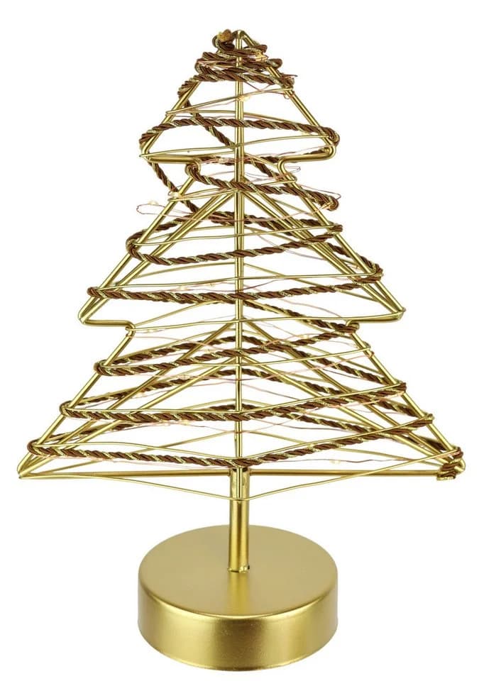 I.GE.A. LED-Tannenbaum Metall Gold warmweiß Timer Batteriebetrieb Weihnachtsdeko - Bild 2