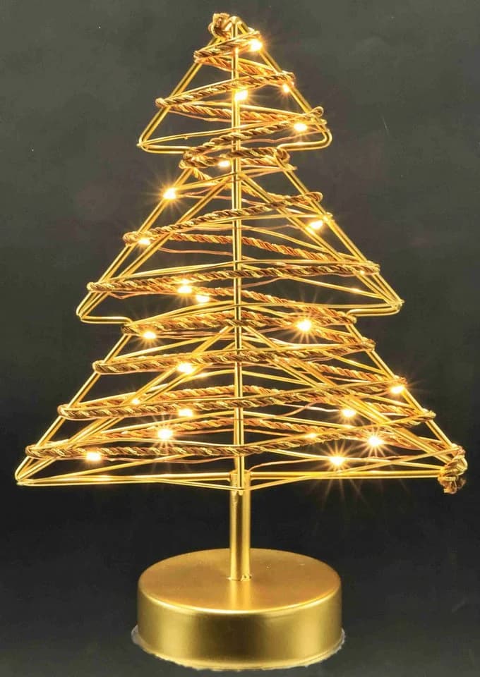I.GE.A. LED-Tannenbaum Metall Gold warmweiß Timer Batteriebetrieb Weihnachtsdeko - Bild 4