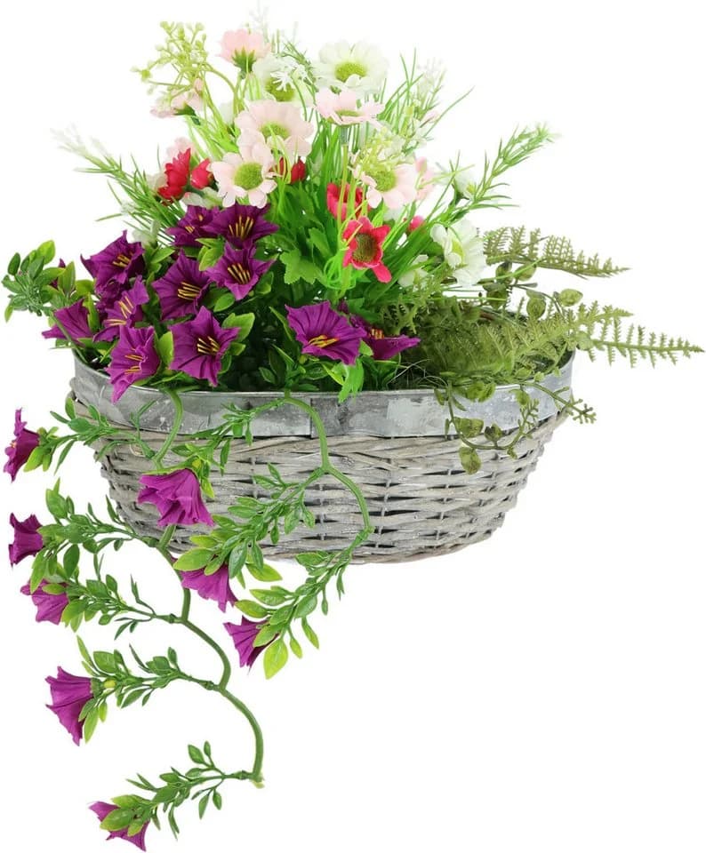 I.GE.A. Kunstblume Gesteck Margeriten und Petunien Weidekorb - Bild 2