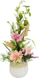 I.GE.A. Kunstblumengesteck Hortensien Dahlien Rosa Keramiktopf Bild 1