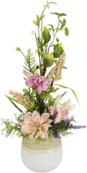 I.GE.A. Kunstblumengesteck Hortensien Dahlien Rosa Keramiktopf Bild 2