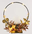 I.GE.A. Teelichthalter mit LED-Licht und Herbst-Arrangement Braun Glas Metall Bild 1