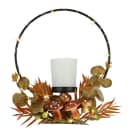 I.GE.A. Teelichthalter mit LED-Licht und Herbst-Arrangement Braun Glas Metall Bild 2