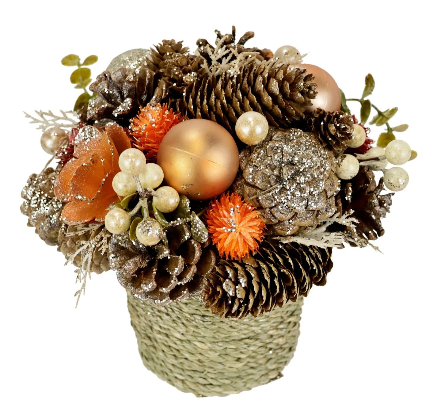 Kunstblume I.GE.A. Natur-Gesteck Zapfen Orange - Bild 2
