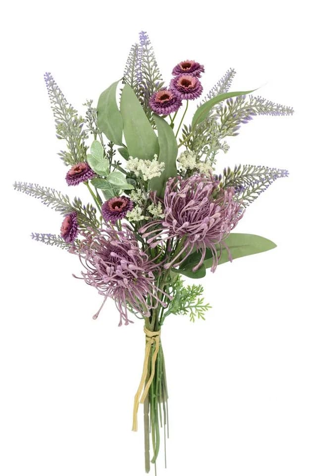 I.GE.A. Kunstblumen-Strauß Protea Zinnien Lavendel Violett
