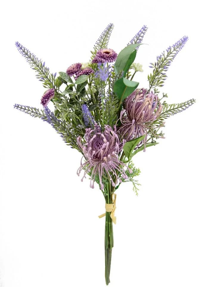 I.GE.A. Kunstblumen-Strauß Protea Zinnien Lavendel Violett - Bild 3