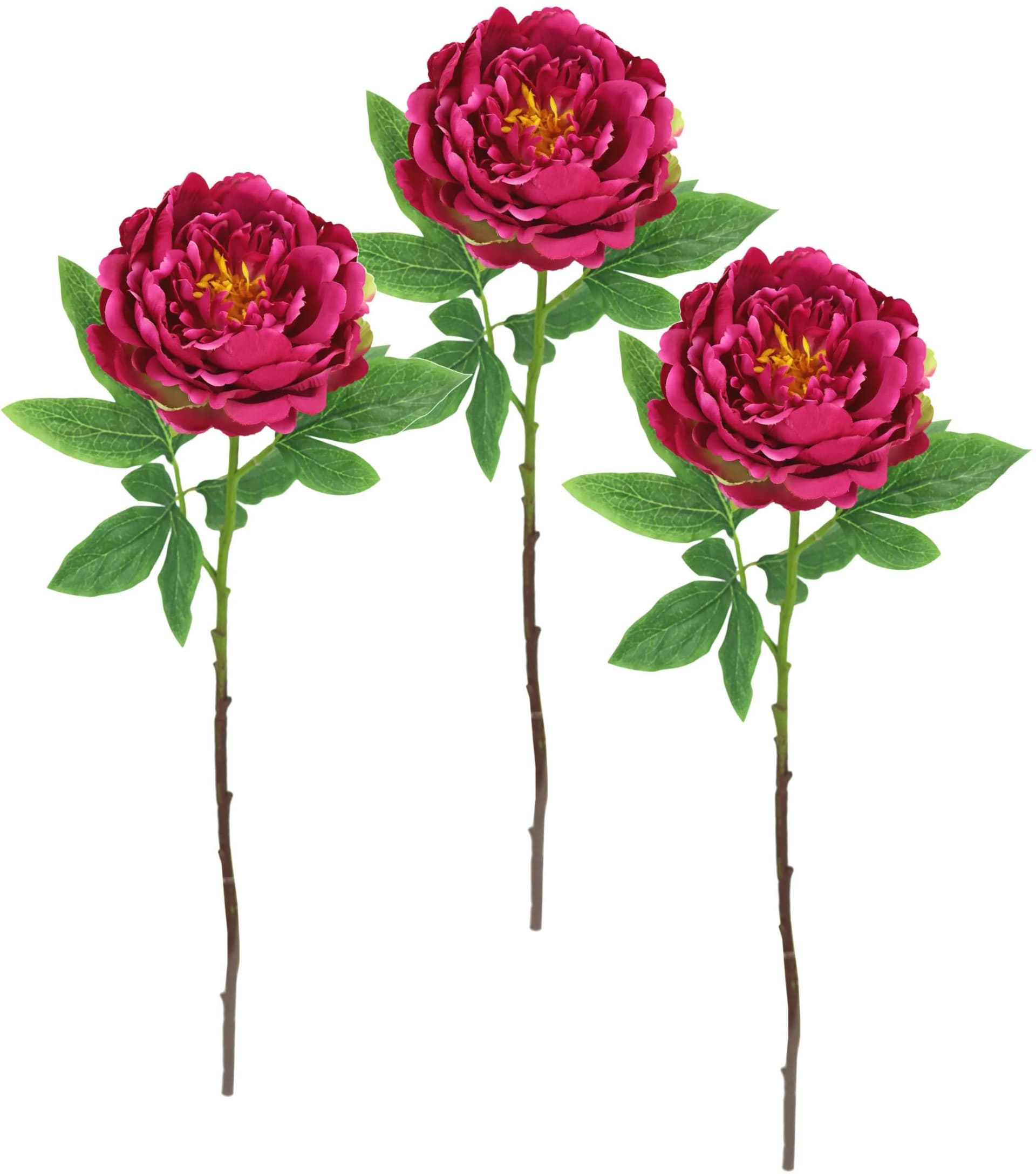 Kunstblume Päonie Bauernrose Dunkelrosa Polyester 3er Set