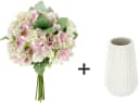 I.GE.A. Kunstblumen-Bouquet Hortensien mit Keramik-Vase Grün Bild 1