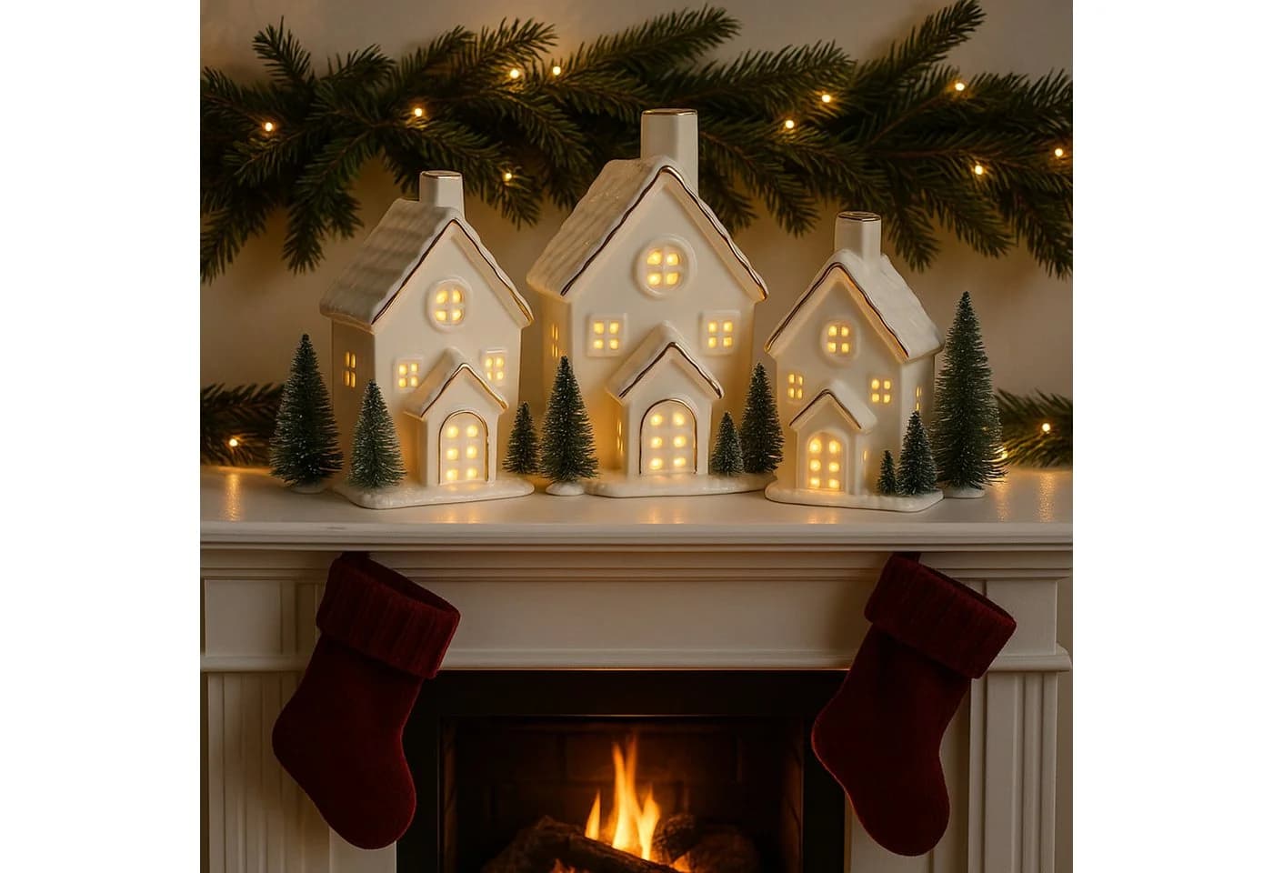 I.GE.A. LED-Dekofigur LED-Haus Weiß Gold Weihnachtsdeko - Bild 5