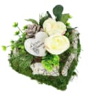 OTTO home Kunstblume Gesteck mit Rosen und Gedenkherz auf Herz-Pflanzschale Bild 2