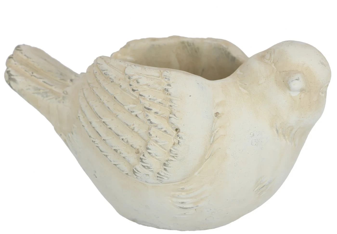 I.GE.A. Zement-Pflanztopf Vogel Beige Vintage