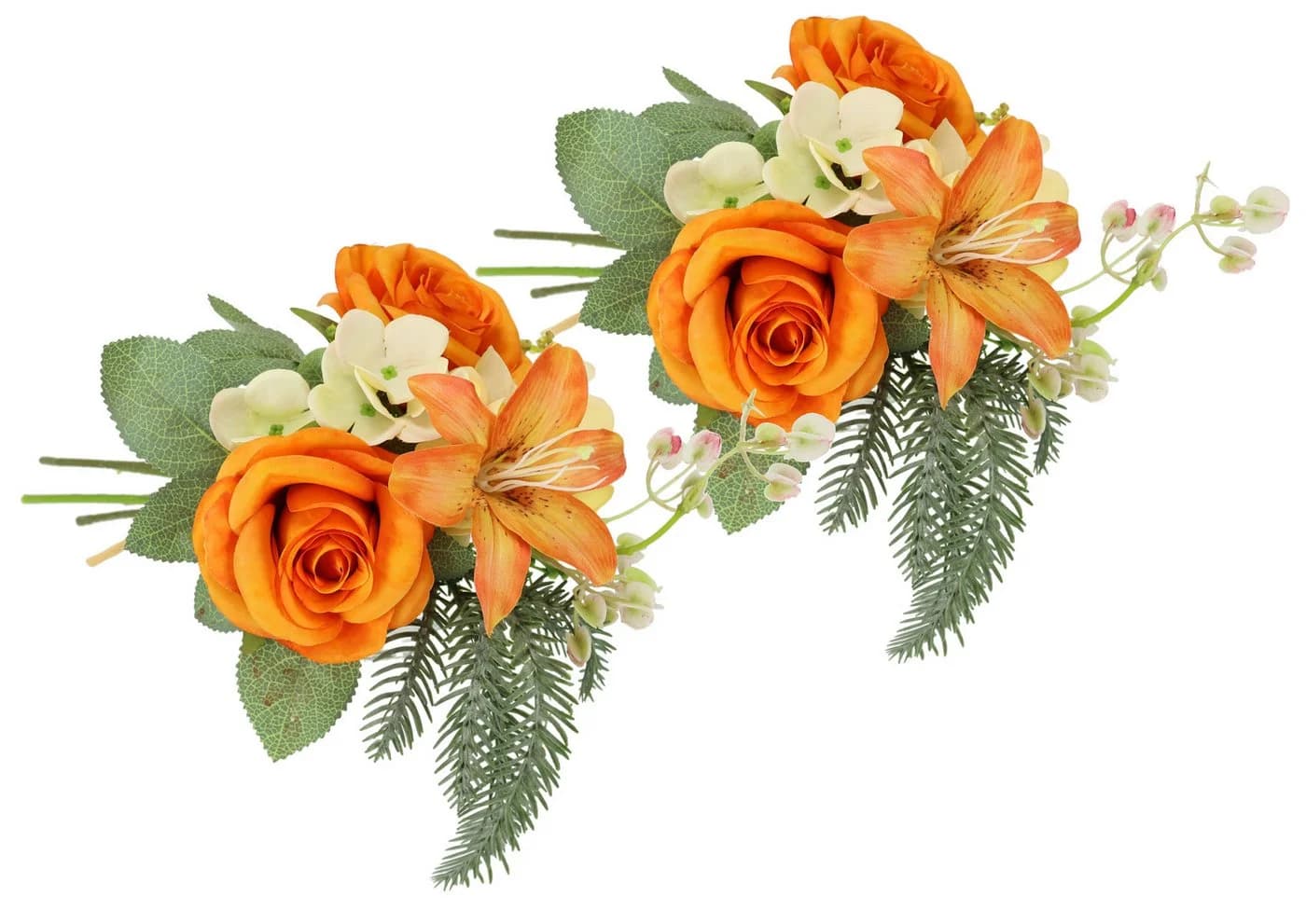 I.GE.A. Kunstblumen-Strauß Rosen Lilien Hortensie Orange