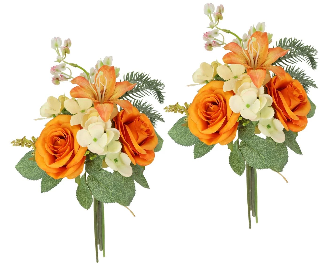 I.GE.A. Kunstblumen-Strauß Rosen Lilien Hortensie Orange - Bild 2