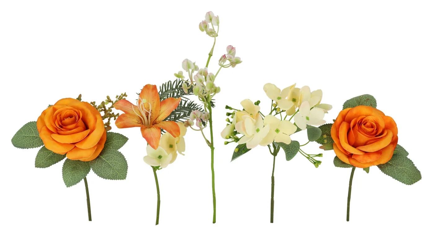 I.GE.A. Kunstblumen-Strauß Rosen Lilien Hortensie Orange - Bild 3