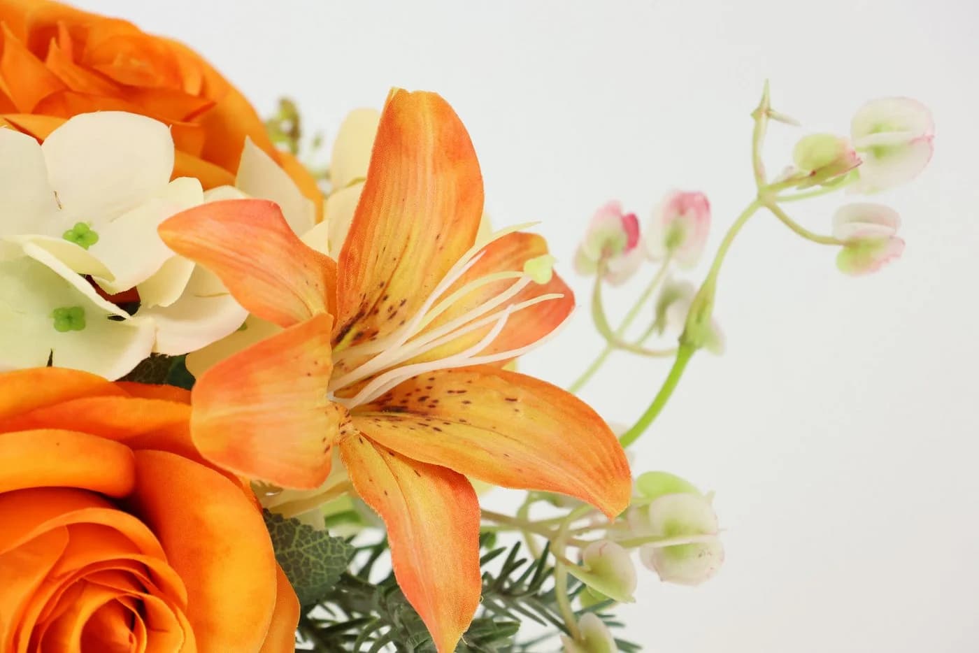 I.GE.A. Kunstblumen-Strauß Rosen Lilien Hortensie Orange - Bild 4