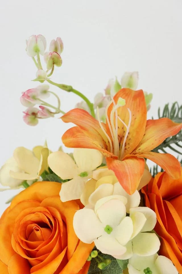 I.GE.A. Kunstblumen-Strauß Rosen Lilien Hortensie Orange - Bild 5