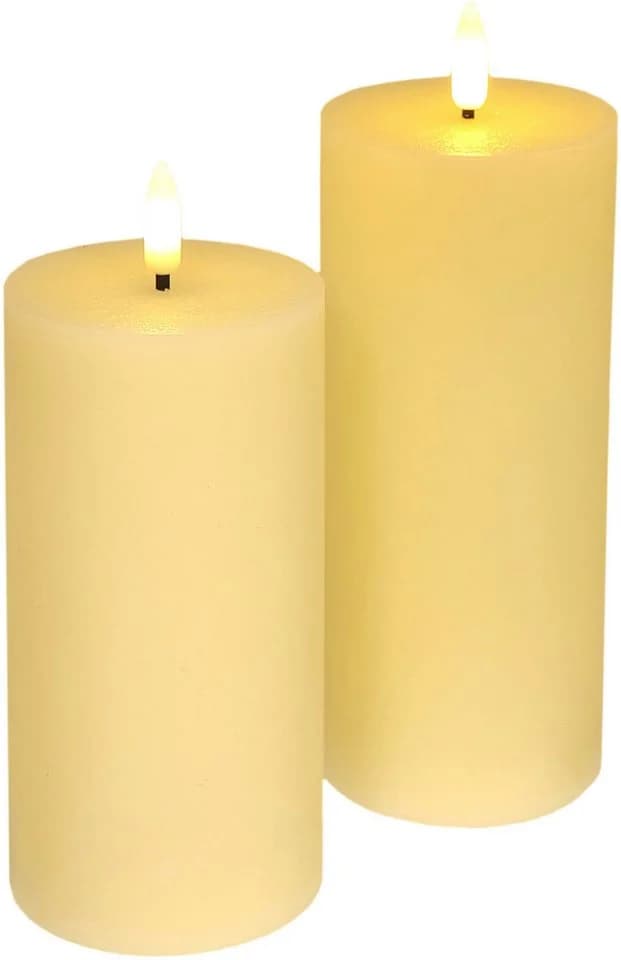 I.GE.A. LED Echtwachskerze 2er Set Creme mit Timer - Bild 2