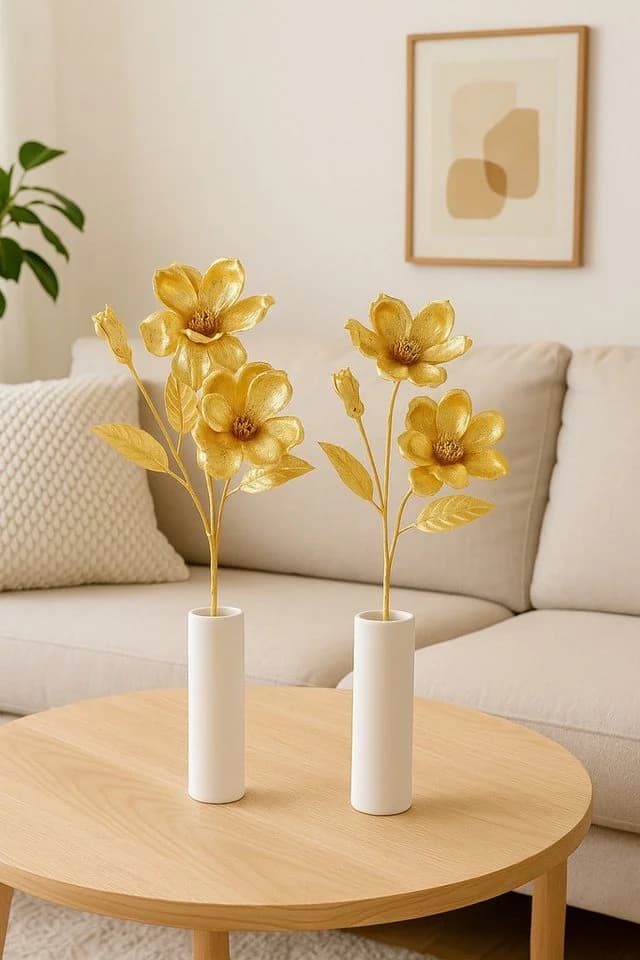 Kunstblume Magnolie, I.GE.A., 2er Set Dekoblume Metallic Effekt