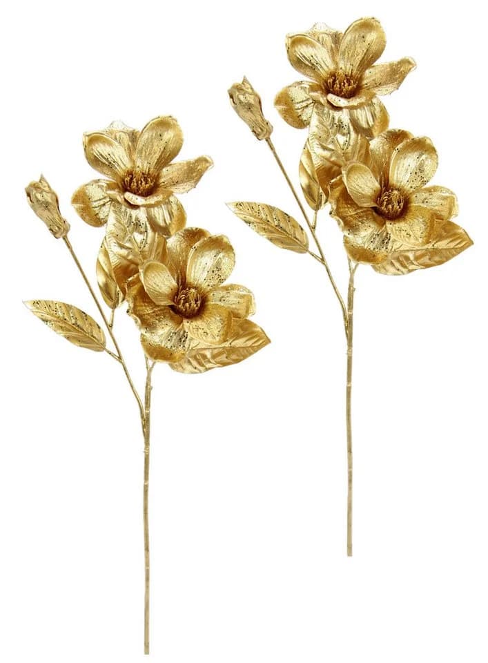 Kunstblume Magnolie, I.GE.A., 2er Set Dekoblume Metallic Effekt - Bild 2