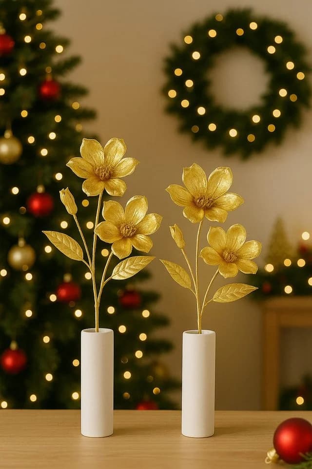Kunstblume Magnolie, I.GE.A., 2er Set Dekoblume Metallic Effekt - Bild 4