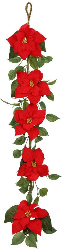 Kunstgirlande I.GE.A. Poinsettiaranke Rot Polyester - Bild 2