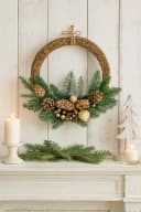 Baur Versand Weihnachtskranz Dekoriert Grün Gold Rattan Bild 3