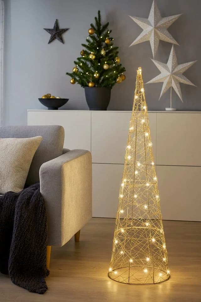 I.GE.A. LED-Dekofigur LED-Pyramide Weihnachtspyramide Gold