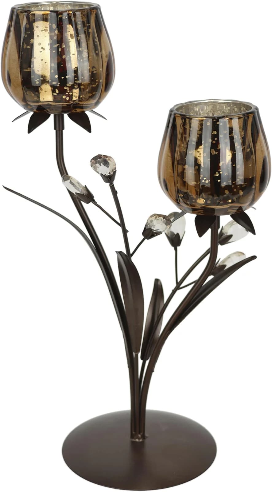 Teelichthalter I.GE.A. Kerzenhalter Braun Glas Blütenform