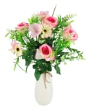 I.GE.A. Rosenstrauß in Vase Rosa Weiß Polyester Bild 2