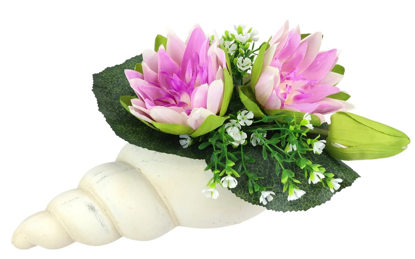 I.GE.A. Kunstblume Lotus in Muschel-Topf Rosa Wasserlilien