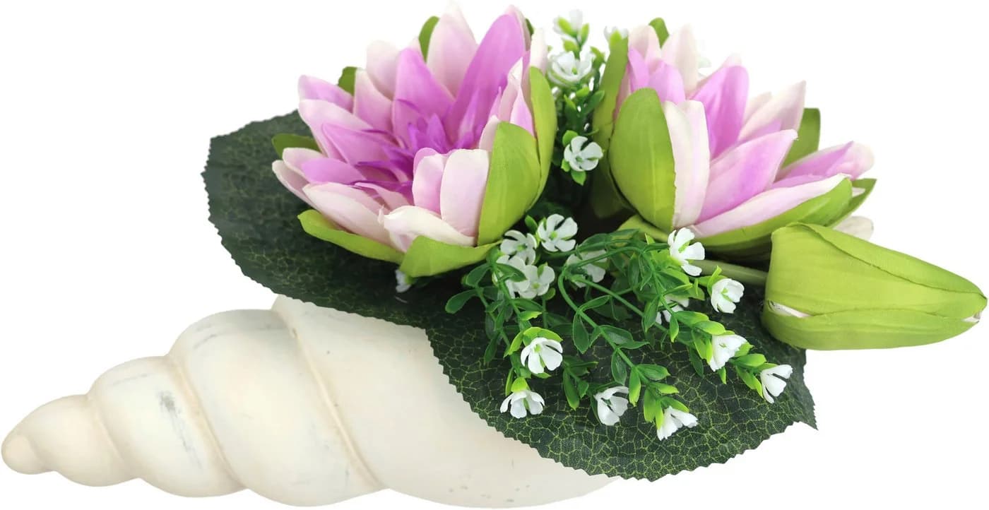 I.GE.A. Kunstblume Lotus in Muschel-Topf Rosa Wasserlilien - Bild 3