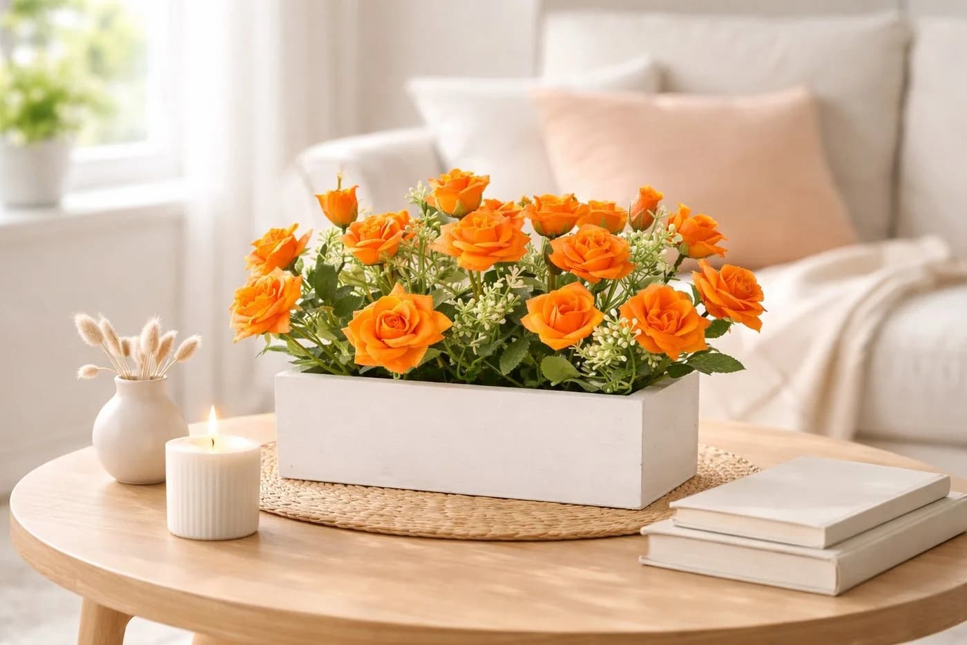 Kunstblume I.GE.A. Wildröschen im Holzkasten, orange