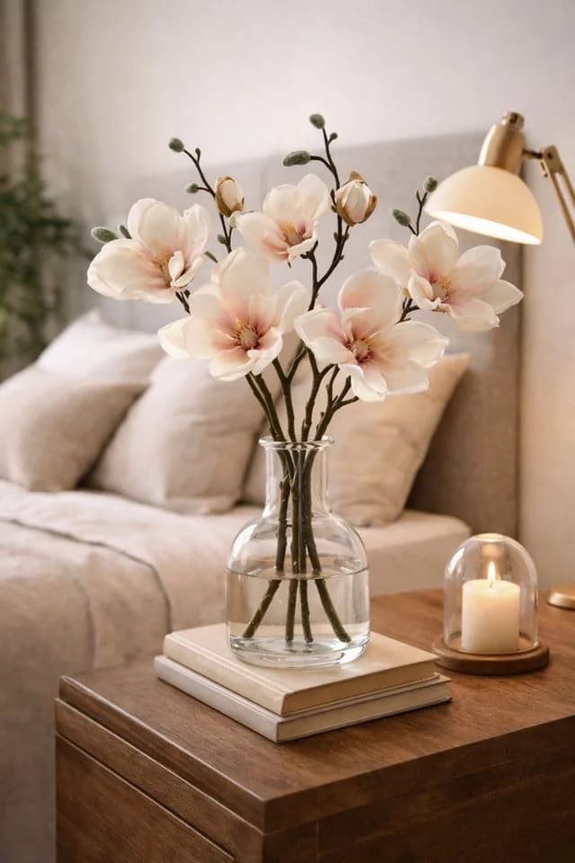Kunstzweig I.GE.A. Magnolienzweig künstlich Weiß/Rosa Polyester - Bild 3