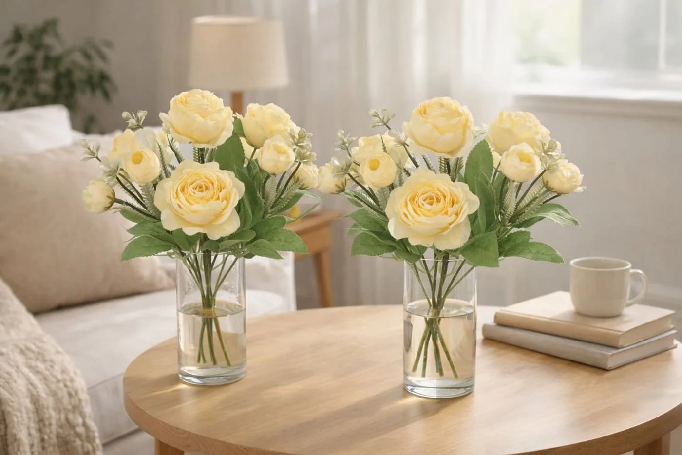 I.GE.A. Künstlicher Rosenstrauß Gelb 2er Set