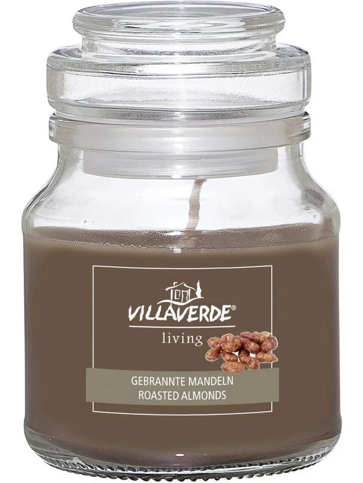 Villa Verde Duftkerze Gebrannte Mandel im Glas mit Deckel