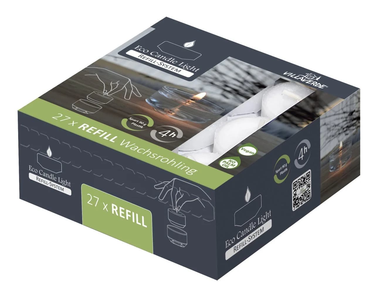 Villa Verde Teelicht ECL refill Nachfüller 27er Pack Weiß