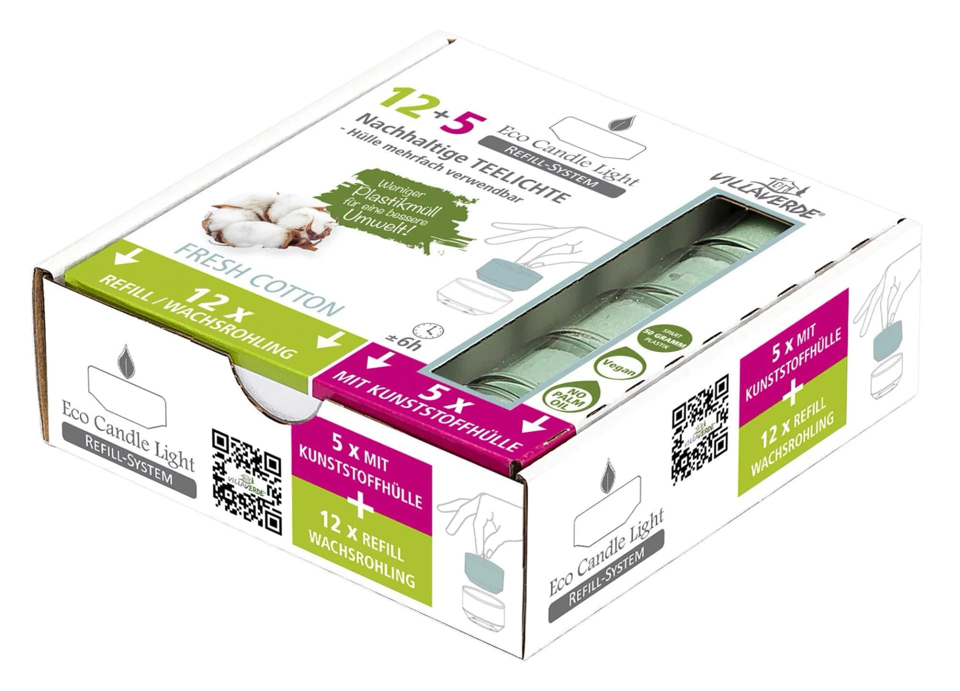 Duftteelichte REFILL COTTON 17-tlg. Blau/Türkis/Grün