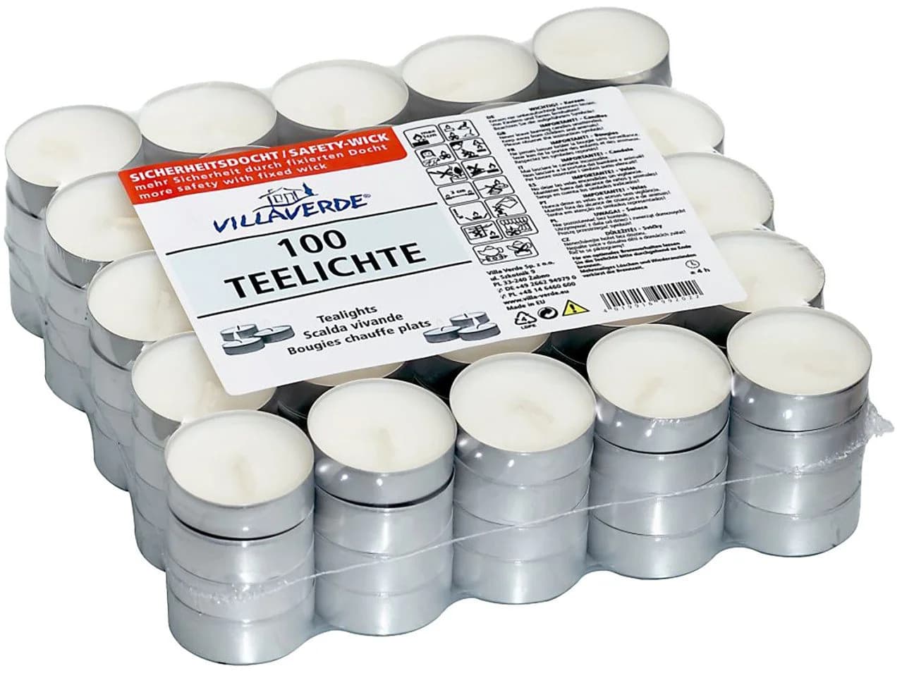 Villa Verde Teelichter Ø 3,4 x 1,4 cm Weiß 100er Pack - Bild 2