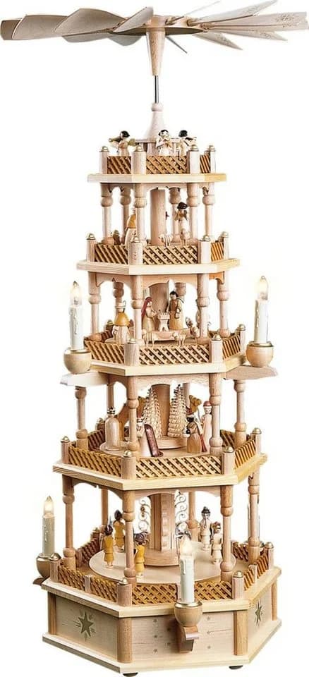 Richard Glaesser Weihnachtspyramide Heilige Familie 4-stöckig - Bild 2