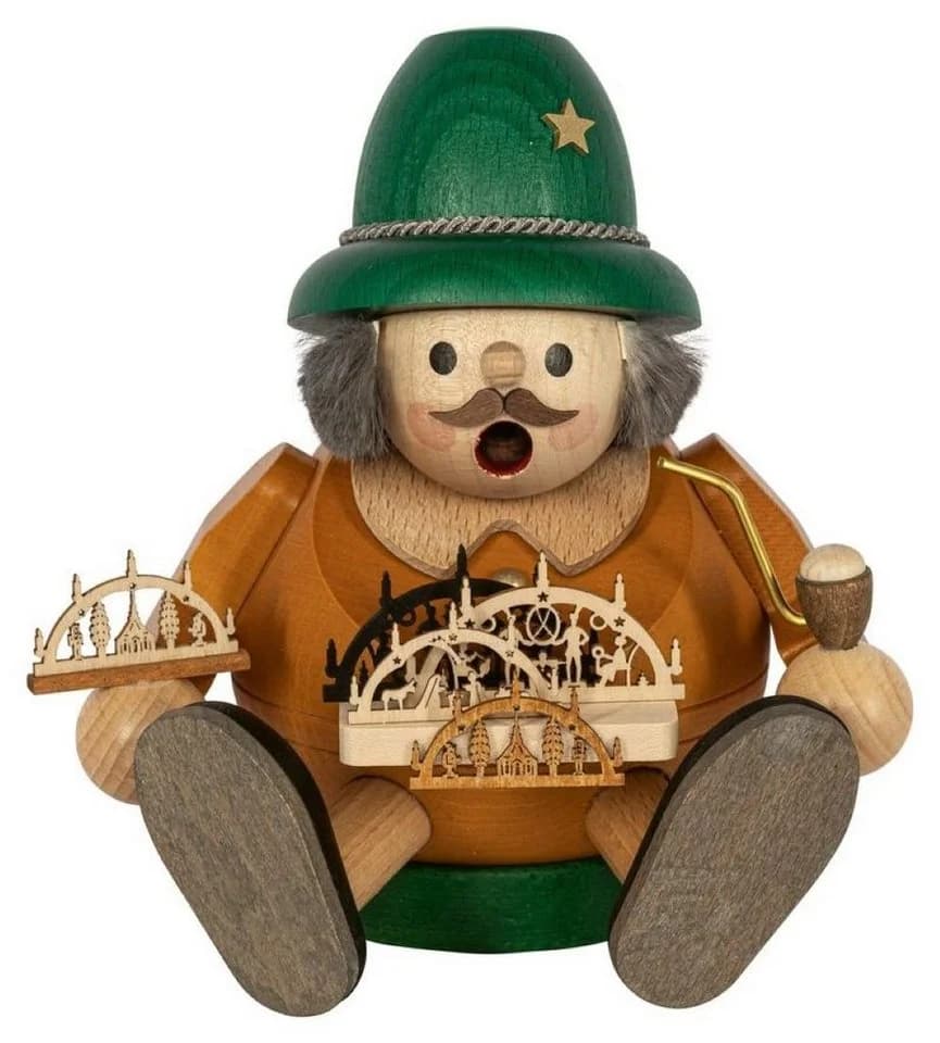 Richard Glaesser Räuchermännchen Schwibbogenverkäufer sitzend Holz