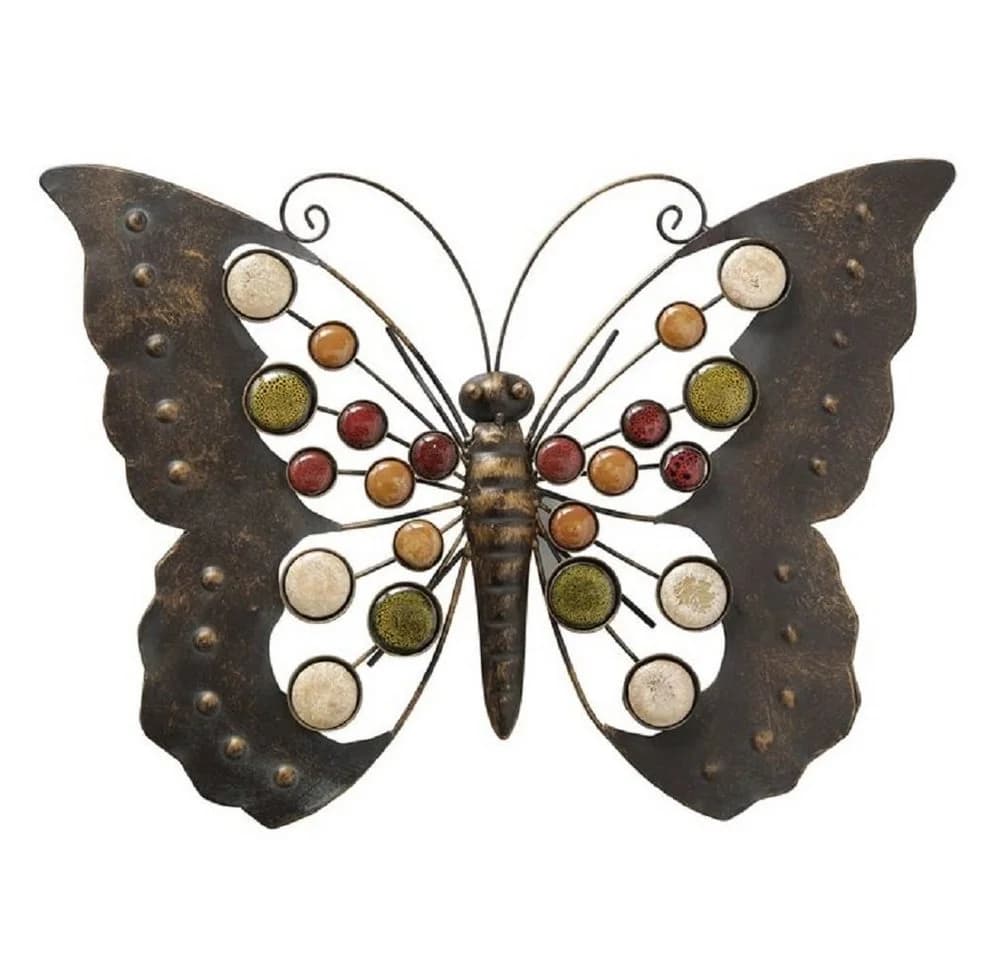 BOLTZE GRUPPE Schmetterling Wanddekoration Metall Keramik Antikgold