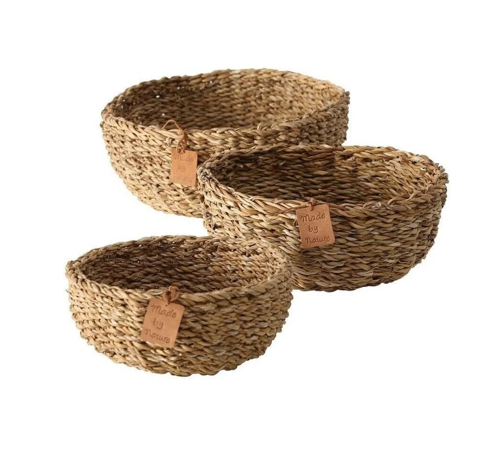 Dekokorb aus Seegras, braun, Boho/Ethno-Stil