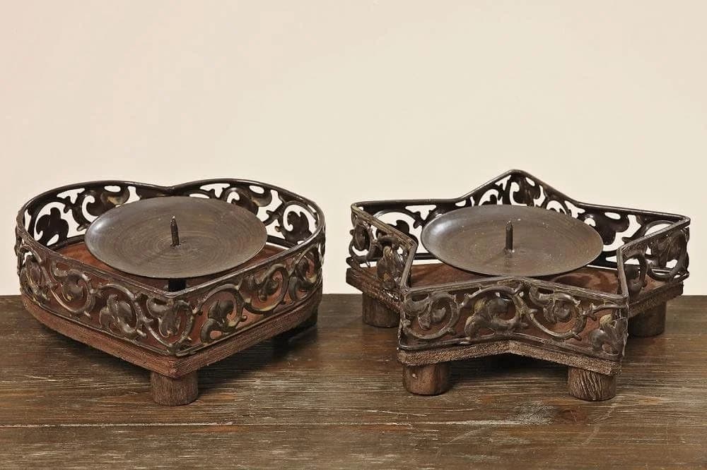 BOLTZE GRUPPE Kerzenhalter Aurelia Holz Metall Stern/Herz 2er Set