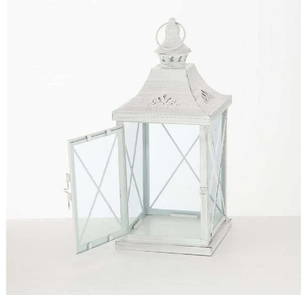 BOLTZE Windlicht Laterne 2er Set Indoor Metall Weiß 40 cm