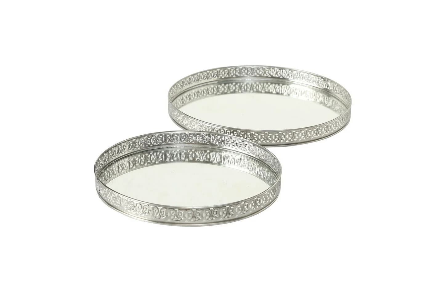 BOLTZE GRUPPE Dekotablett Set Silber Eisen Ø 26/30 cm