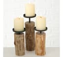 BOLTZE GRUPPE GmbH Kerzenständer Kerzenleuchter Tempe aus Eukalyptus Holz 3er Set Bild 1