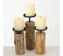 BOLTZE GRUPPE GmbH Kerzenständer Kerzenleuchter Tempe aus Eukalyptus Holz 3er Set Bild 2