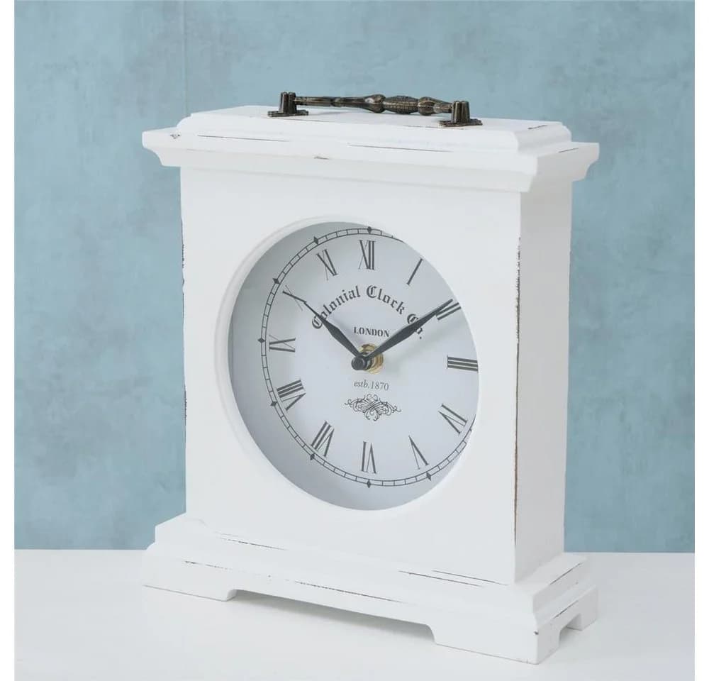 HOME AFFAIRE Tischuhr Betty Weiß Vintage MDF Glas