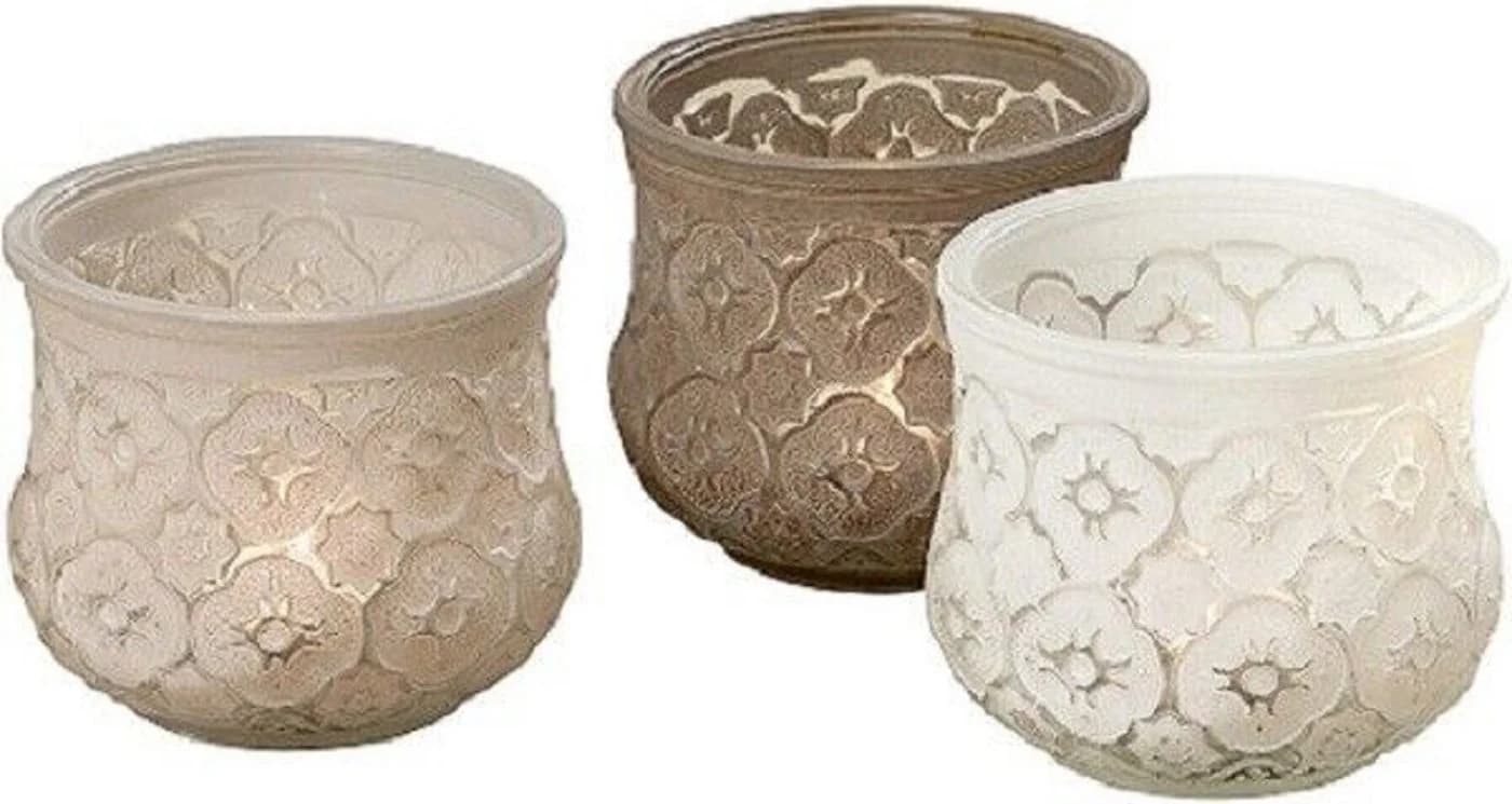 BOLTZE GRUPPE GmbH Tischvase Windlicht Tunis Glas lackiert Taupe/Grau/weiß