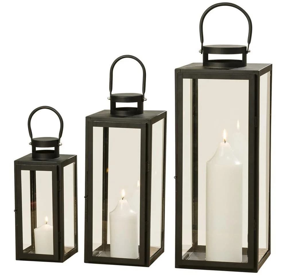 BOLTZE Kerzenlaterne Arana, 3er Set, Schwarz, Metall, Skandinavisches Design - Bild 2